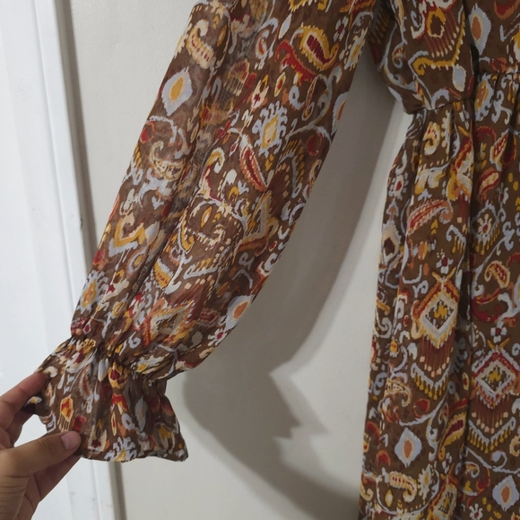 ACTIVE USA Nwot Long Sleeve Paisley Fit & Flare Mini Dress, Boho Cowgirl, L - Picture 6 of 16